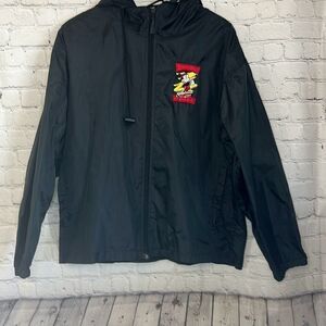 Rare Vintage DISNEY Mickey Mouse Unlimited Gym Full Zip Hooded Jacket 90s Black